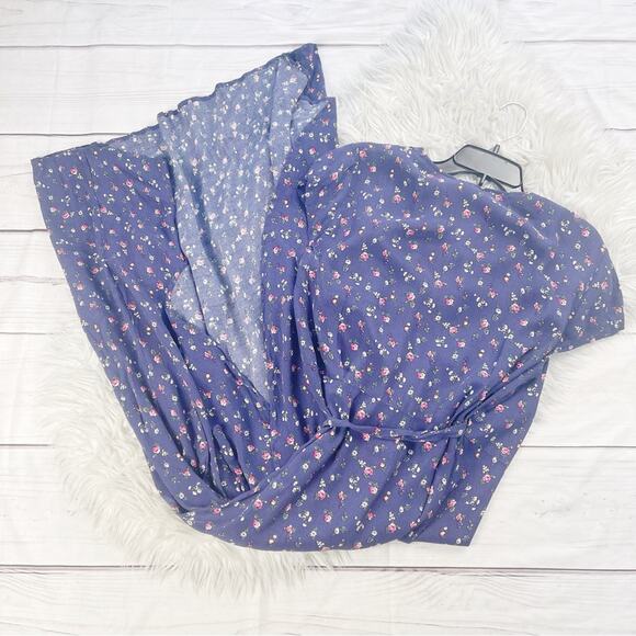 & Other Stories Women's Purple Floral Wrap V-Neck Dress Size 12‎ - Picture 4 of 6